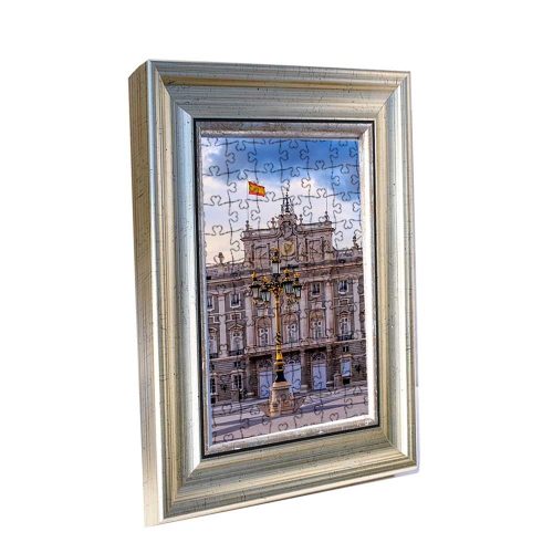 Madrid picture frame for puzzle, silver